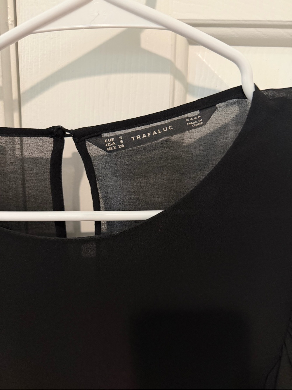 Zara Trafaluc Black Sheer-Back Blouse